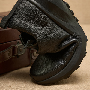 Chaussures habillées en cuir véritable à bout rond, lacées, semelle extérieure en caoutchouc, imperméables, pour le bureau et la carrière, toutes saisons - Product Image 3