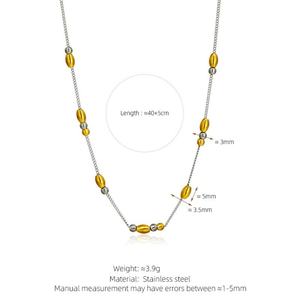 Collar de Acero Inoxidable con Baño de Oro de 18k, Resistente al Agua y al Deslustre, con Cuentas de Arroz y Oliva, para Mujer - Product Image 6