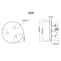 Spot LED de plafond rond moderne IP20 blanc/noir, orientable, dimmable, à montage en surface, 3500K blanc chaud