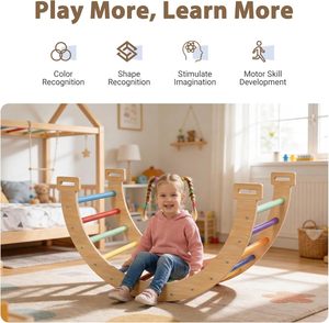 Aire de jeux Montessori pour tout-petits, chaises à bascule en bois modernes, aire de jeux intérieure pour enfants, mini aire de jeux avec capacité inférieure à 100 kg - Product Image 3