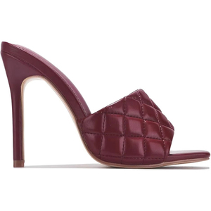 Zapatos de mujer con punta cuadrada a la moda personalizada con tacones Plum Pu cuero fino tacón de aguja alto tacones de fiesta para mujer - Product Image 1