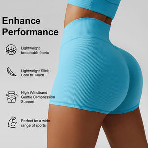 Pantalones cortos de ciclismo para mujer, Shorts de cintura alta con realce de trasero, para entrenamiento, gimnasio, Fitness, Yoga - Product Image 2