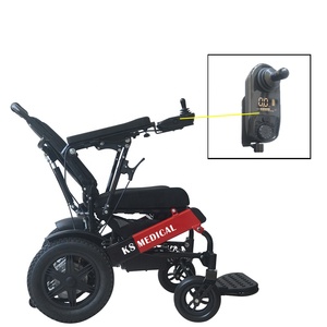 KSM-601S Hot Sale Lightweight Folding Wheelchair Brushless Motor 250w and Manual Recliner <b>Small</b> Folding Motorised Wheelchair - Product Image 2
