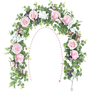 Guirlande artificielle de roses et de papillons 1,8 m en soie pour décoration extérieure, maison, salon, porte, vigne torsadée - Product Image 5