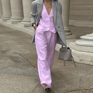 Hot Bán Mùa Hè 2025 Phụ Nữ Mới Cotton Và Linen Không Tay Vest Vest Quần Hai Mảnh Thời Trang Giản Dị Phù Hợp Với - Product Image 6