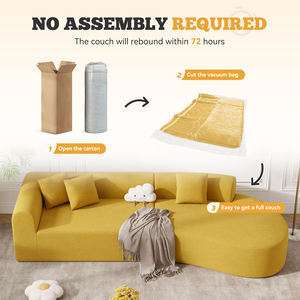 Sofá Seccional Modular Extensible de Masaje, Diseño Curvo Moderno Tipo Nube, Asiento Profundo, Tapizado en Chenille, Sofá Extra Grande con Relleno de Esponja - Product Image 5