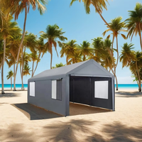 Abri Voiture Robuste 12x20 pi avec Parois Latérales Amovibles Portes Cadre Métallique Portable Garage pour Voitures Bateaux Fêtes