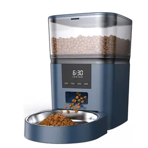 Tempat makan hewan peliharaan pintar, otomatis baru kapasitas 4L Dispenser makanan kucing anjing otomatis dengan mangkuk Stainless steel