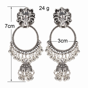 Indian Lion <b>Head</b> Tassel Earrings Alloy Long Ethnic <b>Style</b> Fashion Accessories - Product Image 5