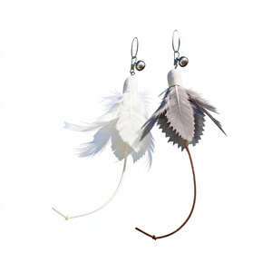 Bacchetta interattiva per gatti <span class=keywords><strong>Mr</strong></span> Meow con testa sostituibile in piuma di cocoon di seta, manico lungo per auto-intrattenimento e sollievo dal noio - Product Image 1