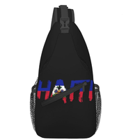 Sac bandoulière de haute qualité avec drapeau d'Haïti, personnalisable avec logo, sac de poitrine, sac à dos bandoulière, sac de voyage pour poitrine, en promotion