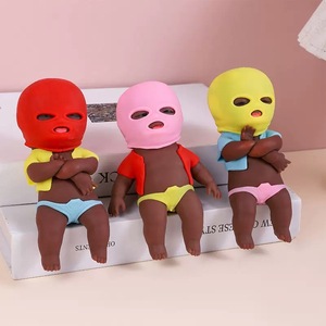 Nouvelle poupée anti-stress à presser, figurine bébé noire amusante à rebond lent, jouet de décompression, poupée souple - Product Image 4