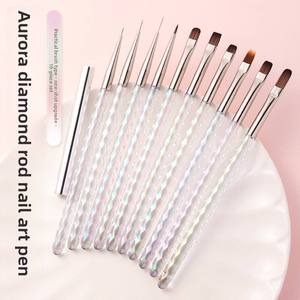 Aurora Diamond Shaped 10 Pack Acrylic Handle Nail Brush <b>Set</b> Precise <b>Crimped</b> Nylon Bristle Gel Construction Tool for Salon - Product Image 6