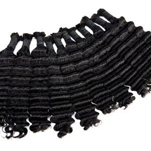 <b>Deep</b> <b>Wave</b> Bulk Human Hair Natural Black No Weft Soft Elastic Hair For Boho Braids <b>Wig</b> Making And Bulk Order - Product Image 5