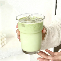 Ensemble de tasses à matcha YOUK en verre transparent blanc écologique, 2 tasses, 2 pailles, brosse de nettoyage, utilisation en extérieur, accessoires réutilisables