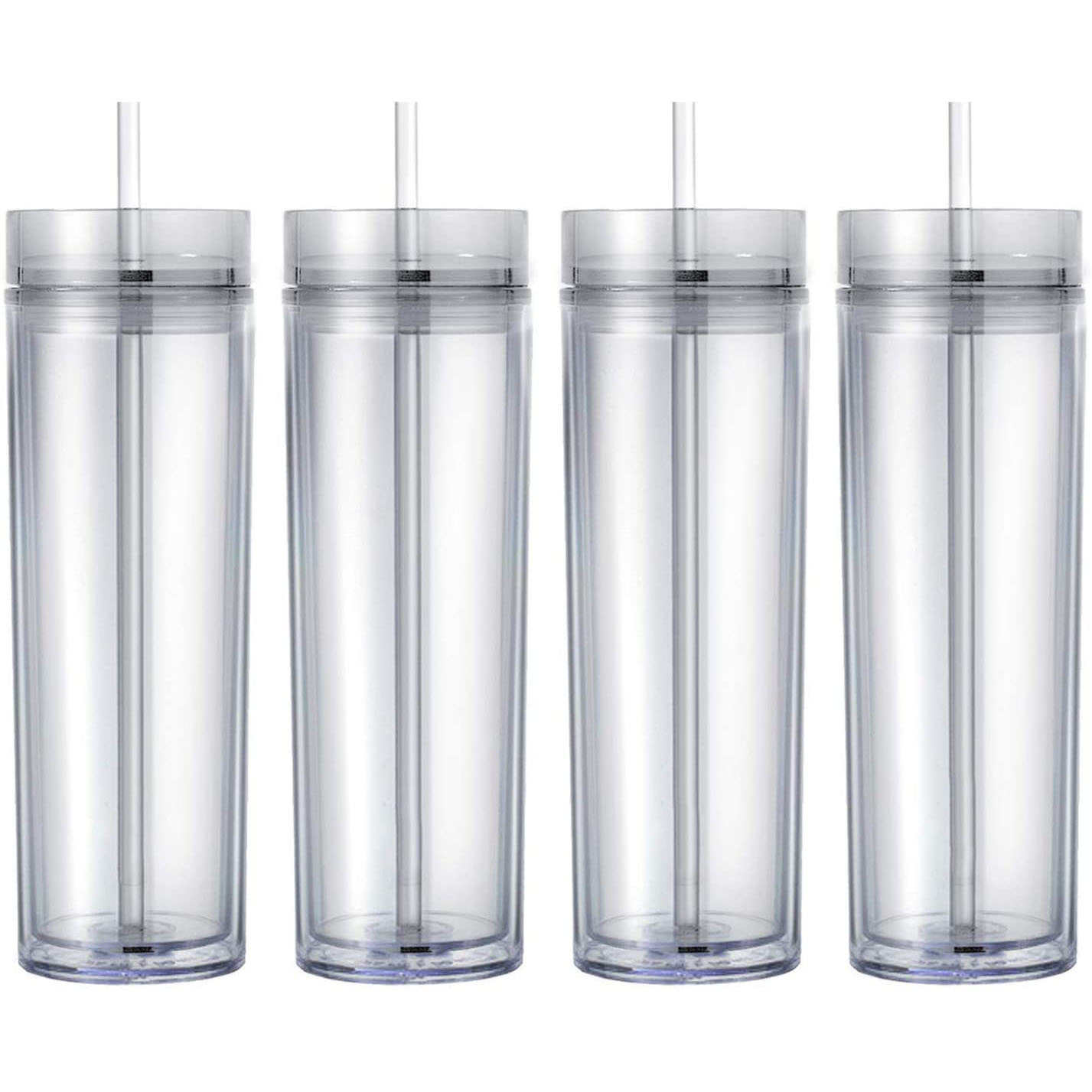Milieuvriendelijke 16Oz Custom Dubbele Muur Transparant Rechte Plastic Koffie Cup Herbruikbare Boba/Bubble Tea Cups Met Stro En deksel