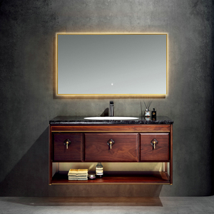Hot Selling Modern Plywood <b>Bathroom</b> Cabinet with Ceramic Basin LED Smart Mirror <b>Lights</b> <b>Waterproof</b> Vanity for Hotel Apartment - Product Image 2