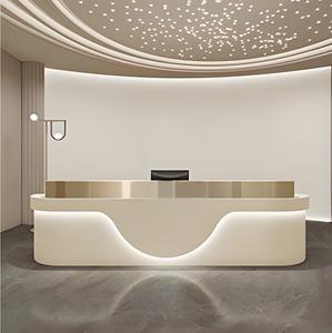 Réception en acrylique avec cadre métallique et éclairage LED, design moderne pour salon de beauté, bureau, hall d'hôtel, clinique, spa - Product Image 3