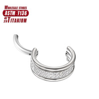 F136 cincin hidung logam campuran Titanium, Perhiasan Tubuh batu zirkon diafragma mulus untuk pernikahan Pria Wanita
