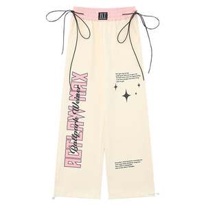 Popular <span class=keywords><strong>Girls</strong></span> American Stylish <span class=keywords><strong>Vintage</strong></span> Straight Loose High Waist Streetwear Pantalones de pierna ancha Pantalones de mujer Pantalones largos de chándal - Product Image 3