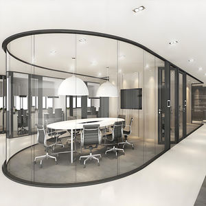 フレームレス ガラス システム 標準サイズ 即納可能 曲線フレームレス ガラス壁 R曲げカスタマイズ アルミ製パーテーション壁 - Product Image 5