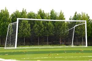 But de football portable de taille réglementaire avec cadre en HDPE et en acier, filet blanc inclus - Product Image 4