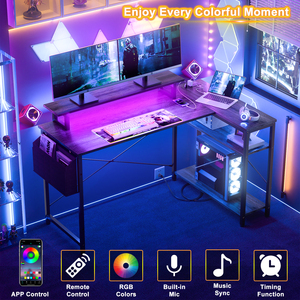 Hiện Đại Đơn Giản L-Hình Máy Tính Bàn LED Dải Điện Dải Lưu Trữ Có Thể Đảo Ngược Kệ Màn Hình Đứng Cho Nhà Chơi Game - Product Image 3