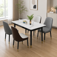 Meubles de salle à manger de luxe durables, table en pierre et 4 chaises confortables