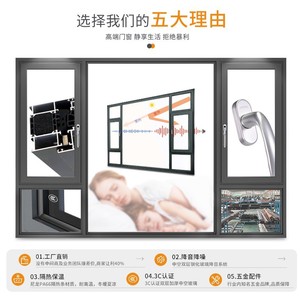 หน้าต่างบานเปิดอลูมิเนียมอัลลอยด์กระจกนิรภัยสองชั้นกันลมสำหรับห้องนอน - Product Image 5