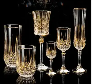 France Imported Luxury Whiskey Glass Golden Diamond Crystal Glass Cup Red Wine Glass
