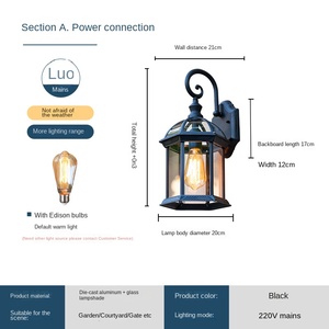 Lampe murale extérieure super lumineuse, étanche, LED, en fer, IP65, 3500K, blanc chaud, garantie 10 ans, pour jardin, véranda, entrée - Product Image 2
