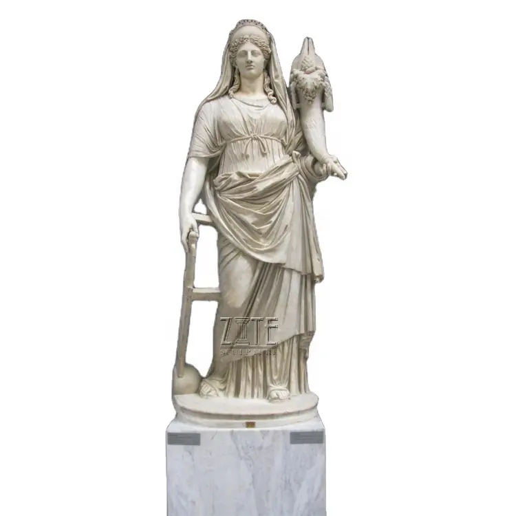 Lebensgroße römische Göttin Marmor Fortuna Statue