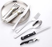Kit d'argenterie de camping, 20 pièces, organisateur durable de couverts en métal, ustensile de pique-nique, vaisselle stockée, couteau, fourchette et cuillère