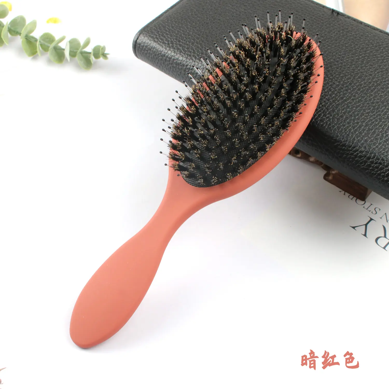 factory custom logo hot sell brush massage hair brush hairdressing soft Detangling Hair Brush With Boar Bristles Mix Nylon