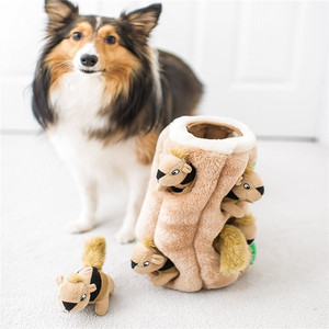 Juguete de peluche cilíndrico para cachorros con forma de tronco de árbol alto, agujero de árbol corto o nido de ardilla - Product Image 4