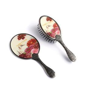 Juego de Espejo y Cepillo para el Cabello Plateado y Dorado, Espejo de Mano Personalizado con Cepillo para el Cabello - Product Image 1