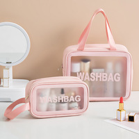 Logo personnalisé sac cosmétique transparent trousse de maquillage trousse de beauté trousse cosmétique rose transparente pour les soins de la peau