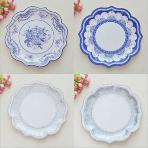 Palmy Chinoiserie Party Supplies <span class=keywords><strong>Assiette</strong></span> à dîner en papier <span class=keywords><strong>jetable</strong></span> Tasse Serviette Vaisselle <span class=keywords><strong>jetable</strong></span> Ensemble assiettes en céramique <span class=keywords><strong>bleu</strong></span> et blanc - Product Image 4