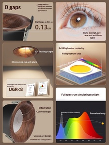 Luminaire encastré LED ultra-plat à design courbé de style chinois, finition grain de noyer, pour salon et chambre à coucher - Product Image 6