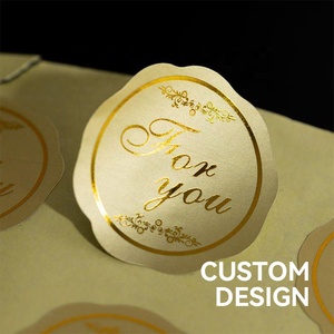 Adesivi per Bomboniere Personalizzati con <span class=keywords><strong>Logo</strong></span> in Lamina d'Oro Metallizzata e Rilievo, Adesivi di Ringraziamento - Product Image 1