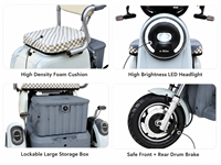 Tricycle électrique motorisé 48V 500W, scooter électrique à 3 roues, 2 places, panier de rangement, autonomie 30-50 km, carrosserie ouverte, adulte, personne âgée