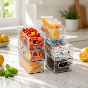 Organizzatore da cucina all'ingrosso trasparente frigorifero <span class=keywords><strong>congelatore</strong></span> organizzatore di stoccaggio contenitori per frigorifero stoccaggio impilabile - Product Image 2