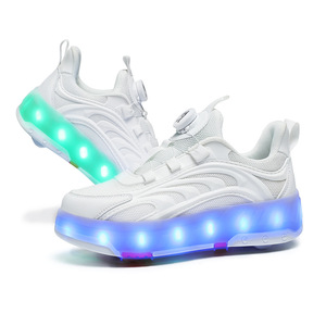 Dingjian Mesh Roller Skates Double Row Wheels Flashing Kids Shoes Convertible Wheel Sneakers - Product Image 4