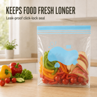 Sacs refermables en PE de qualité alimentaire sans BPA, avec soufflet de fond et fermeture éclair Click-Lock, directement de l'usine