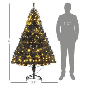 Sapin de Noël artificiel pré-éclairé DB de 1,80 m, aiguilles de pin, métal, moderne, décoration intérieure de Noël, éclairage LED à brancher, blanc chaud - Product Image 6