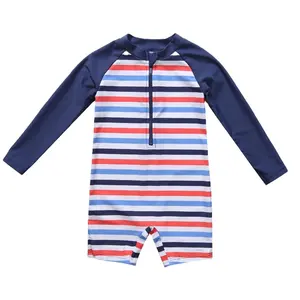 Zon Bescherming Peuter Jongens Romper Swim Wear Rits Lange Mouwen Rash Guard Kids Badpakken