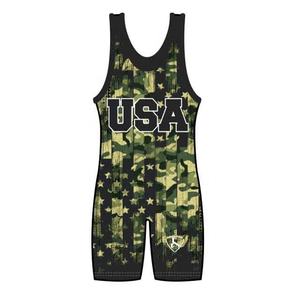 เสื้อกล้ามมวยปล้ำผู้ชายดีไซน์ธงอเมริกันแบบคลาสสิกชุดมวยปล้ำทำจากอเมริกาออกแบบได้ตามต้องการ - Product Image 1