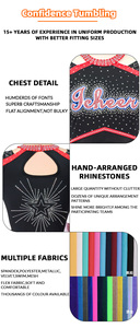 <span class=keywords><strong>Costumes</strong></span> de danse de <span class=keywords><strong>groupe</strong></span> personnalisés ODM Uniforme de pom-pom girl de logo personnalisé à haute élasticité en tissu brillant - Product Image 6