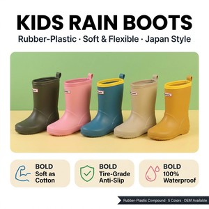 New Soft Flexible Kids <strong>Waterproof</strong> Rain <strong>Boots</strong> With Back <strong>Pull</strong> Loop Removable Liner For Spring Autumn Puddle Play Children Gumboots - Product Image 2