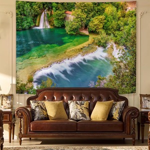 Tapiz de Poliéster con Diseño de Bosque Iluminado por el Sol, Decoración de Pared Lavable a Máquina, Venta al Por Mayor - Product Image 4